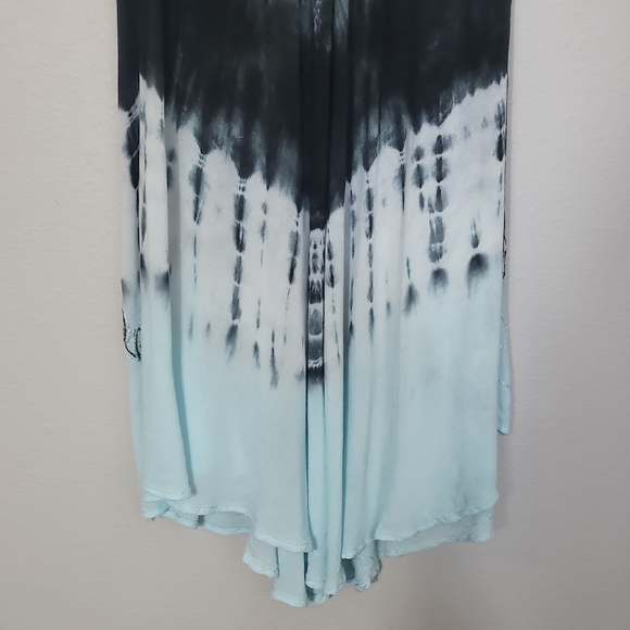 Y2K Tie Dye Midi Maxi Dress One Size Blue Lace Up Fairy Goth Grunge Hippie Boho - Picture 13 of 15